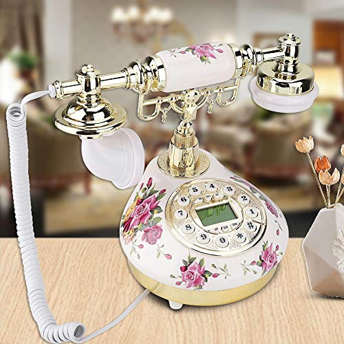 Yoidesu Retro Landline Telephone, European Old Fashioned Classic Fixed Digital Telephone with Push Button LCD Display, Automatic Detection to FSK/DTMF Caller ID, for Home Office Hotel Decor