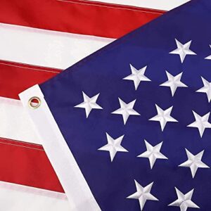 leimaq american flags for outside 3x5 ft - heavy duty 300d nylon outdoor us flag made in usa with embroidered stars, sewn stripes and brass grommets (3x5 ft)