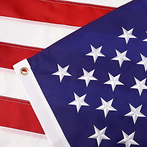 Leimaq American Flags for Outside 3x5 ft - Heavy Duty 300D Nylon Outdoor US Flag Made in USA with Embroidered Stars, Sewn Stripes and Brass Grommets (3x5 ft)