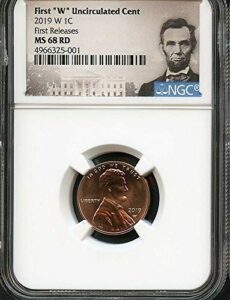 2019 w lincoln shield 2019 w first"w" uncirculated cent first releases ngc ms68 rd portrait label penny ms-68 ngc sp