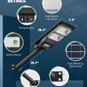 Lovus 2Pack 500W Solar Powered Street Lights, 6000K LED Dusk to Dawn, Outdoor Flood Security Light with Motion Sensor, IP65 Waterproof, Wall or Pole Mount, ST40-039-2