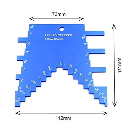 Step Depth Gauge for Router and Table Saw, Aluminum Ultimate Clarity Depth Gauge (Blue)