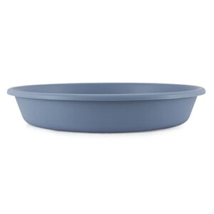 the hc companies 12 inch round plastic classic plant saucer - indoor outdoor plant trays for pots - 12.5"x12.5"x2.13" slate blue