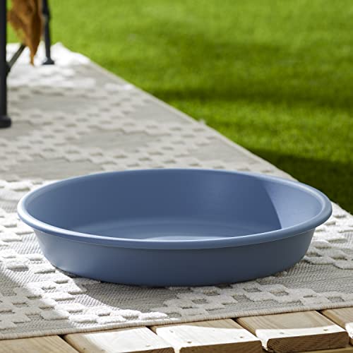 The HC Companies 12 Inch Round Plastic Classic Plant Saucer - Indoor Outdoor Plant Trays for Pots - 12.5"x12.5"x2.13" Slate Blue