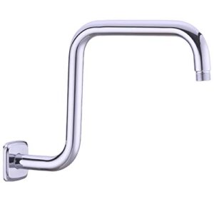 trustmi 13 inch shower arm with flange s shape shower head high rise extension replacement pipe, stainless steel, chrome