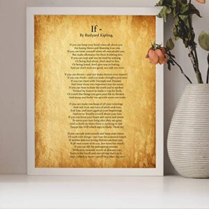 IF You Can Keep Your Head- Rudyard Kipling Poem Page Print-8 x 10" Poetic Wall Art. Distressed Parchment Print-Ready To Frame. Retro Home-Office-School-Library Decor. Great Art Gift for Poetry Fans.