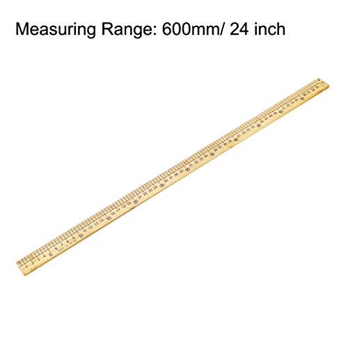 uxcell Straight Ruler 600mm 24 Inch Metric Measuring Tool Bamboo