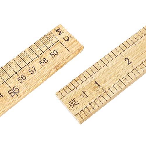 uxcell Straight Ruler 600mm 24 Inch Metric Measuring Tool Bamboo