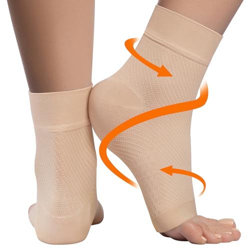 KEMFORD Ankle Compression Sleeve - 20-30mmhg Open Toe Compression Socks for Swelling, Plantar Fasciitis, Sprain, Neuropathy - Brace for Women and Men