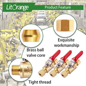 Litorange 2 Pack Lead-Free Brass Mini Ball Valve Shut Off Switch, 1/4 inch Compression by 1/4 Compression Fitting