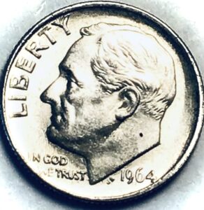 1964 p roosevelt silver dime seller about uncirculated