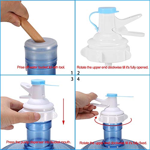 Fishlor Water Bottle Dispenser, Manual Operated 5 Gallon Bottle Jug Pump Drinking Water Spout Dispenser with Dustproof Cap, Water Bottle Pump