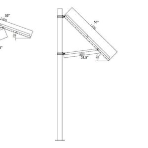 AIMS Power Adjustable Solar Panel Pole Mount Bracket - Fits 2 Panels up to 170 Watts Each