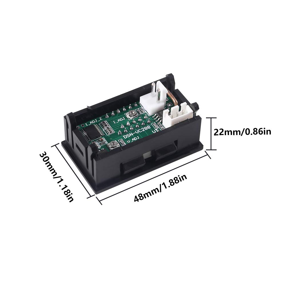 ACEIRMC 2pcs 0.28" LED Voltmeter Ammeter, Red and Blue Digital Multimeter Display Voltage Current Tester,DC 0-100V 10A Detector Voltage Current Meter Panel Amp Volt Gauge (2pcs)