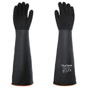 thxtoms heavy duty rubber gloves, versatile latex chemical resistant gloves, upgraded with anti-slip design, soft and thick, 22" 1 pair