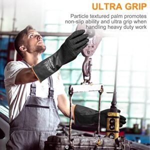 ThxToms Heavy Duty Rubber Gloves, Versatile Latex Chemical Resistant Gloves, Upgraded with Anti-Slip Design, Soft and Thick, 22" 1 Pair