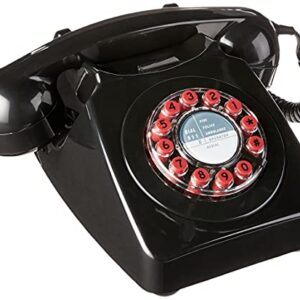 Wild & Wolf 746 Rotary Design Retro Landline Telephone, Black