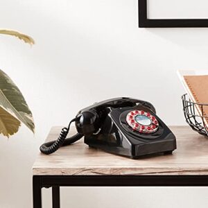 Wild & Wolf 746 Rotary Design Retro Landline Telephone, Black