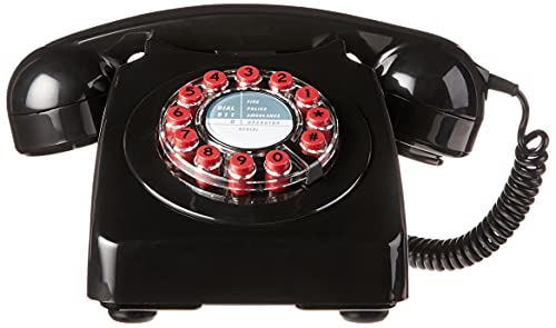 Wild & Wolf 746 Rotary Design Retro Landline Telephone, Black