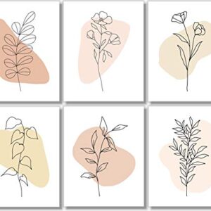 Line Art - Minimalist Decor - Floral Abstract Prints - Set of 6 (8x10) - Unframed