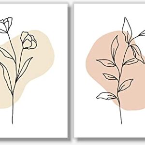 Line Art - Minimalist Decor - Floral Abstract Prints - Set of 6 (8x10) - Unframed