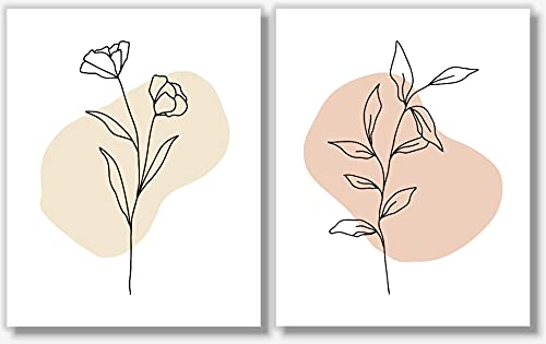 Line Art - Minimalist Decor - Floral Abstract Prints - Set of 6 (8x10) - Unframed