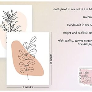 Line Art - Minimalist Decor - Floral Abstract Prints - Set of 6 (8x10) - Unframed