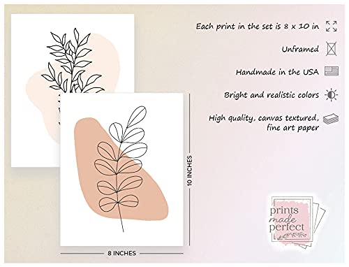 Line Art - Minimalist Decor - Floral Abstract Prints - Set of 6 (8x10) - Unframed