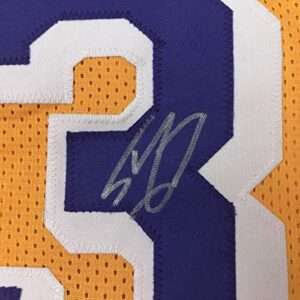 Autographed/Signed Shaquille Shaq O'Neal Los Angeles LA Yellow Basketball Jersey Beckett BAS COA