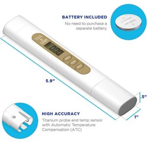 Moor TDS Meter 2-in-1 Digital Tester Pen for Drinking Water, Hydroponics, Coffee, Aquarium, Pool, Hot Tub, Spa, Filtration, RO System - Detect PPM, EC, and Hardness (TDS)