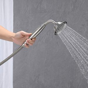 Wowkk Tub Filler Freestanding Bathtub Faucet Brushed Nickel Floor Mounted Brass Bathroom Tub Faucets with Hand Shower