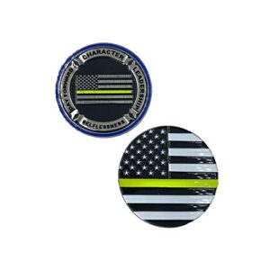 h-022 thin gold line back the blue core values challenge coin police dispatcher gold / yellow