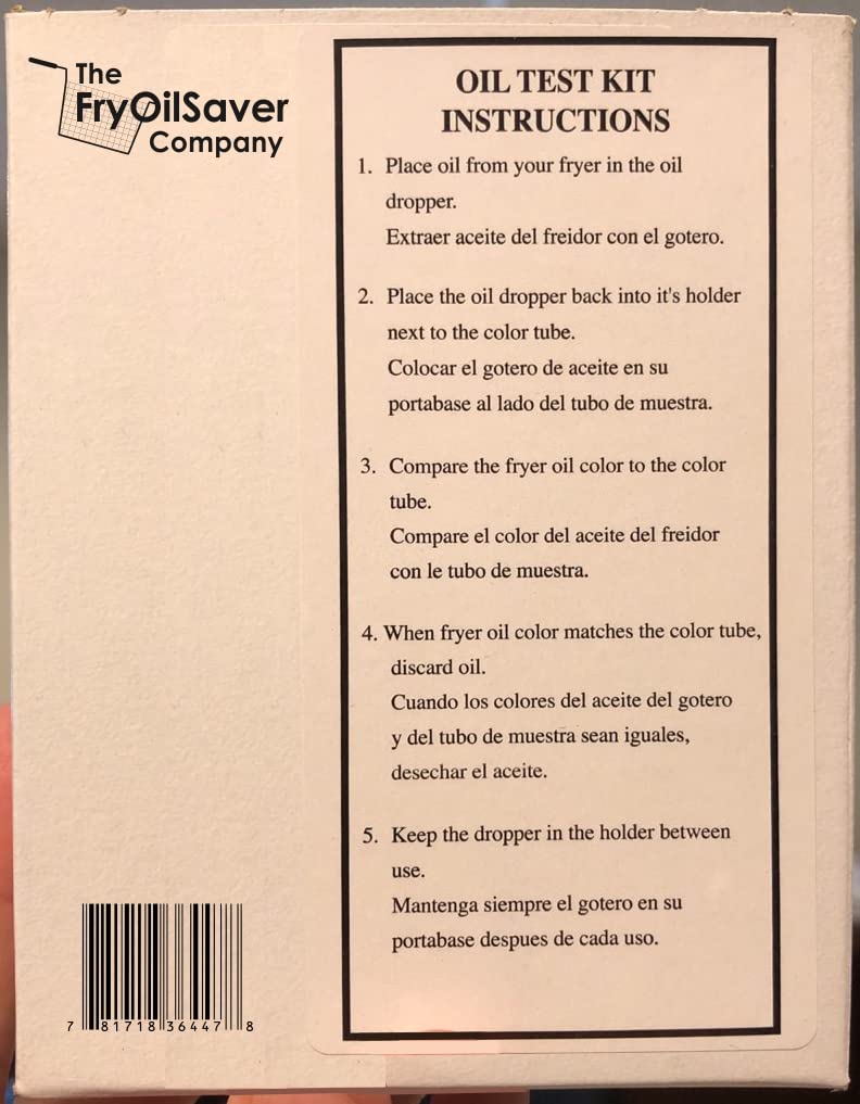 FryOilSaver Co, Fryer Oil Test Kit, Two Color Visual Guide with Eye Dropper, Monitor Shortening Quality of Oil Fryers, Oil Test Kit for Clear Frying Oil, FC3017B, FMP 538-1000