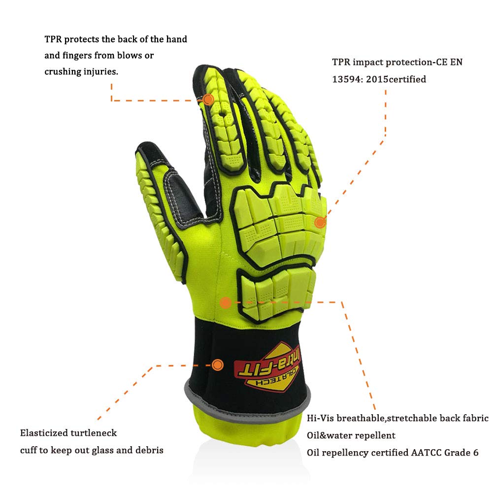 Intra-FIT Rescue 79314 Extrication Gloves Impact, Tear/abrasion/Puncture/Cut Protection, Super Dexterity 5 EN 388: 2016 3X44EP,Size L