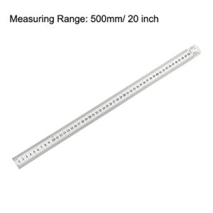 uxcell Straight Ruler 500mm 20 Inch Metric Stainless Steel Measuring Tool with Hanging Hole 3pcs