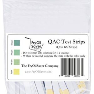 FryOilSaver Co, QAC Test Strips, Restaurant Quaternary Ammonium Sanitizer Test Strips, 0-400 ppm, Multi Quat Strips for Food Service, Quaternary Ammonia Sanitizer Strips, FMP 142-1363, Pack of 100