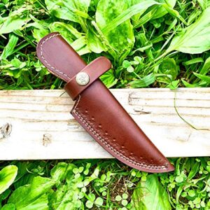 8" long custom handmade leather sheath fits up to 4"—4.5" cutting blade knife