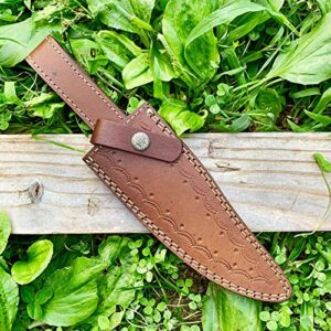 12" long custom handmade leather sheath fits up to 6"—7" cutting blade knife