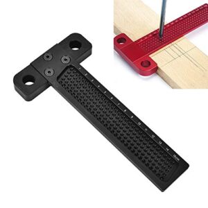 Woodworking Measuring Tool Aluminum Alloy Woodworking Marking Measuring T-Type Ruler Carpentry Squares Hole Scribing Tool