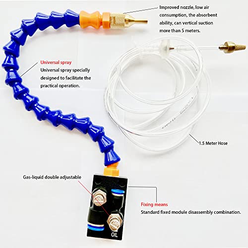 BACHIN Upgrade Version Mist Coolant Lubrication Spray System for Metal Cutting Engraving Cooling Sprayer Machine for Air Pipe CNC Lathe Milling Drill