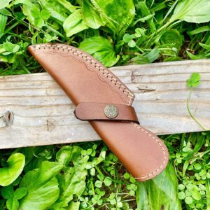 FVLFIL 8" long custom handmade leather sheath fits up to 4"-4.5" cutting blade knife