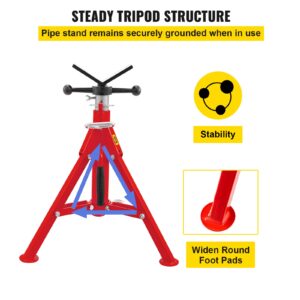 Mophorn V Head Pipe Stand 1/8"-12" Capacity,Adjustable Height 20"-37",Pipe Jack Stands 2500 lb. Load Capacity,Portable Folding Pipe Stands, Carbon Steel Body More Durable