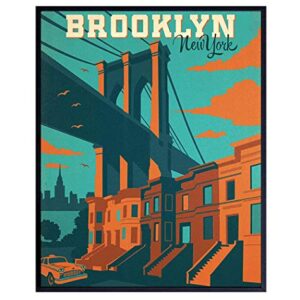 Brooklyn Travel Poster Style Wall Art Print - 8x10 Vintage Style Home and Apartment Decor, Room Decorations - Perfect Gift for New Yorker, NYC, New York, Manhattan, Big Apple Fans - Unframed Photo