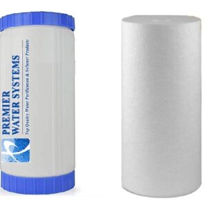 2 Pack: Whole House Filter Cartridges 4.5" x 10" | (1) Sediment & (1) GAC/KDF 85 Well Water Filters: Reduces Iron/Sulfur/Rotten Egg Smell - Compatible with 10" Big Blue Housing