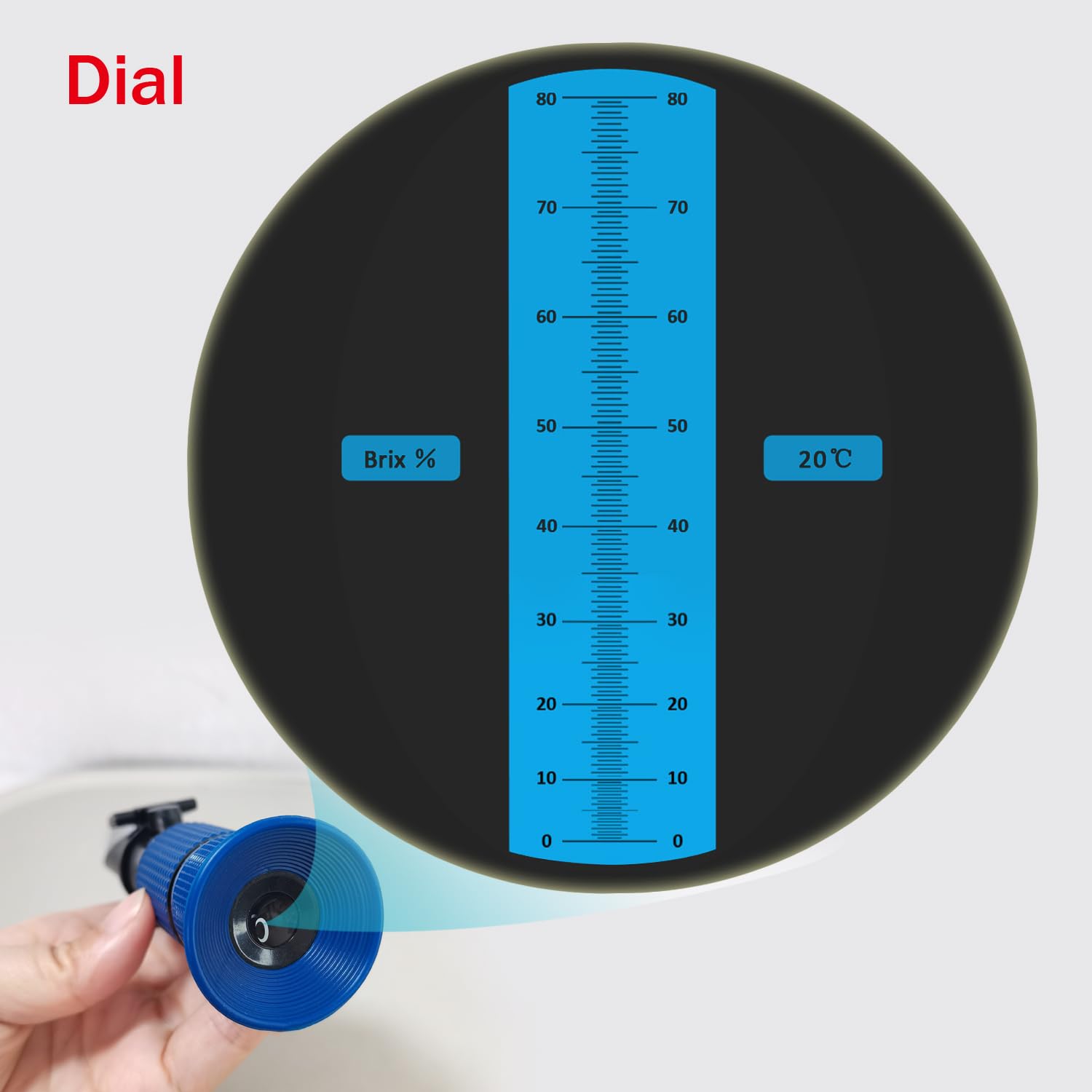 Aichose 0-80% Brix Meter Refractometer for Measuring Sugar Content in Fruit, Honey, Maple Syrup and Other Sugary Drink, with Automatic Temperature Compensation Function