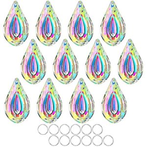 hdcrystalgifts suncatcher crystal 50mm ab loquat shape chandelier parts drops prisms hanging pendants 50mm,pack of 12