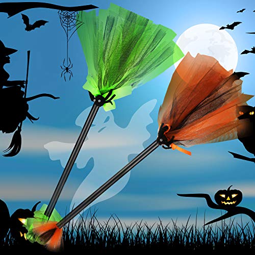 2 Pieces Halloween Witch Broom Plastic Broom Props Cosplay Broomstick for Halloween Costume Party Supplies