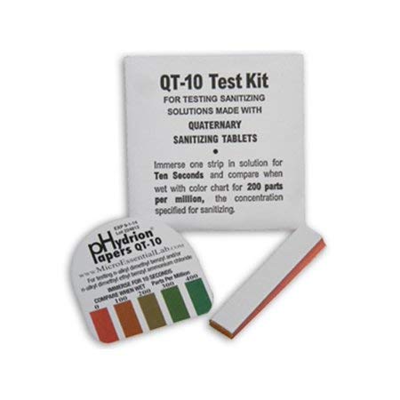 Steramine Quat Test Strips, 30 x QT-10 Test Strips to Measure 0-400 ppm, For Testing Sanitizing Solutions Made with Steramine Quaternary Tablets, 2 x Envelopes