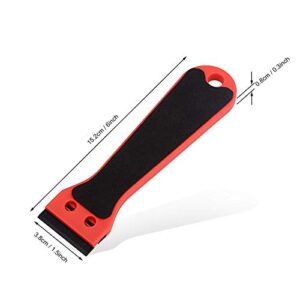 EHDIS 2pcs Plastic Razor Scraper 6-inch Long Handle Adhesive Remover Tool with 100 Double-Edge Blades for Window Tint Vinyl Scraper Decal Sticker Glue Remover (Red)