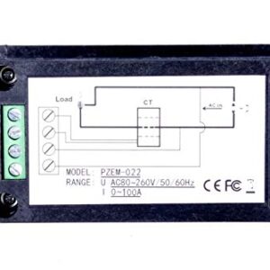 KNACRO AC 80V-260V Current Voltage Amperage Power Energy Panel Meter LCD Digital Display Ammeter Voltmeter Multimeter (100A(Current CT))